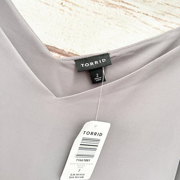 TORRID Swing Gray Chiffon Layered Cami Top Sz 2 - Picture 5 of 7